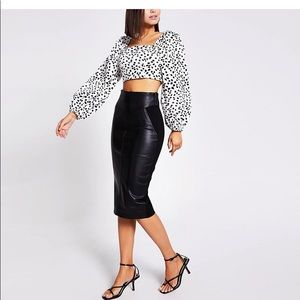 ANGL Black Faux Leather Skirt NWT